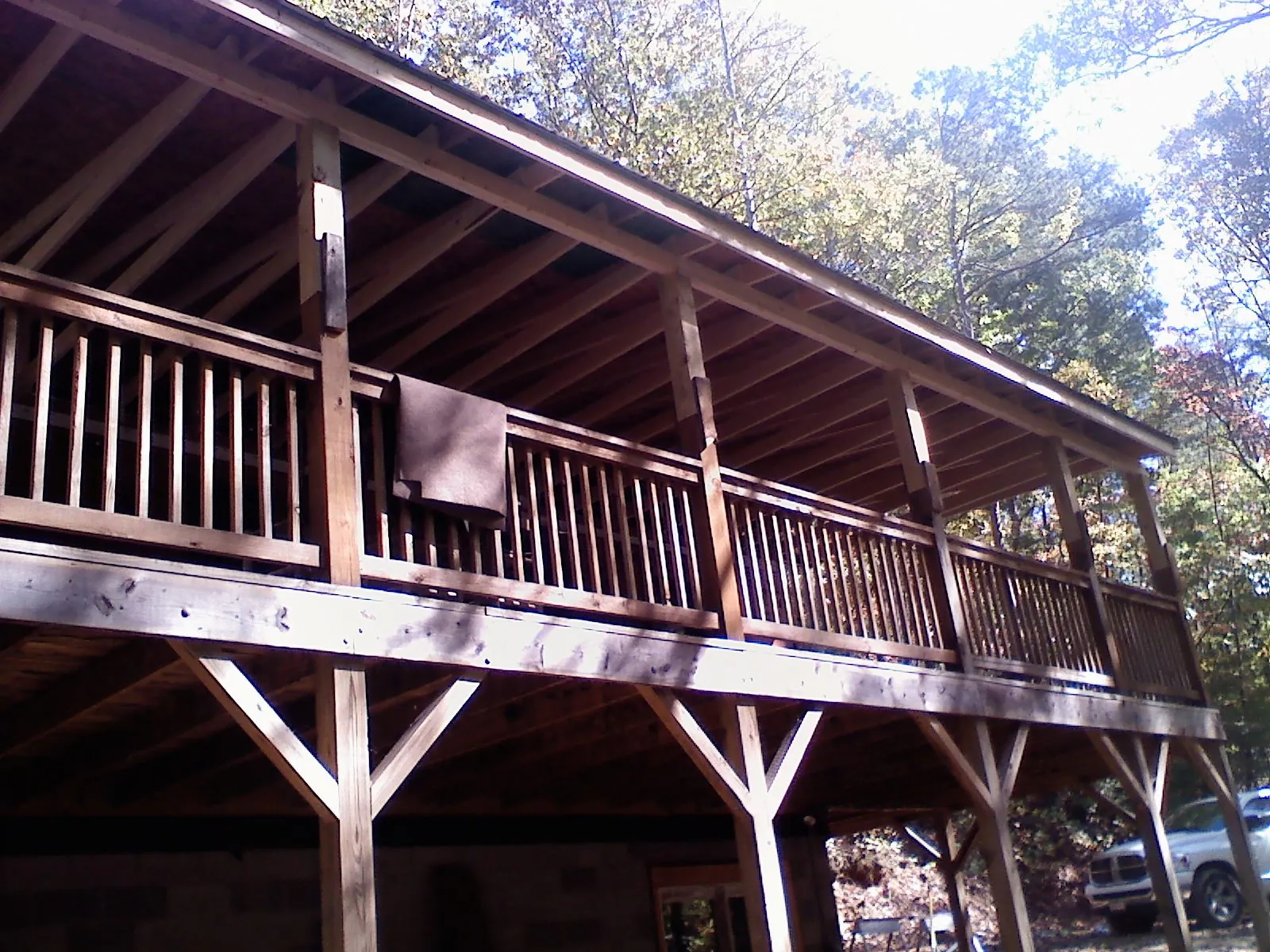 Timber framing under a new elevated porch and deck — Roof Leak Repair in Foristell by Roofing Brothers